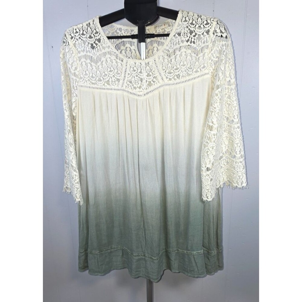 Umgee USA Gray Unique Sleeves Lace Top Tunic Shirt Size XL 14/16